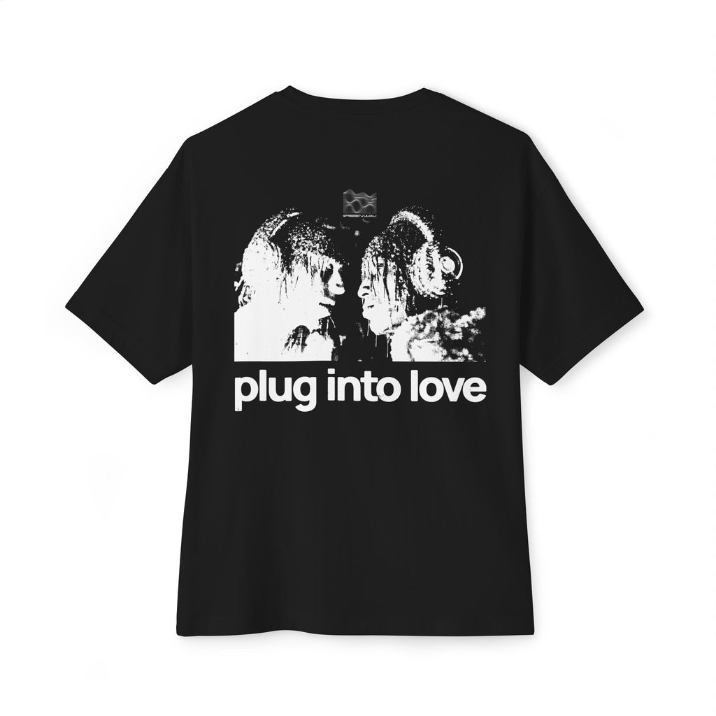 Plug Into Love (Grid) - Oversized Boxy T-Shirt