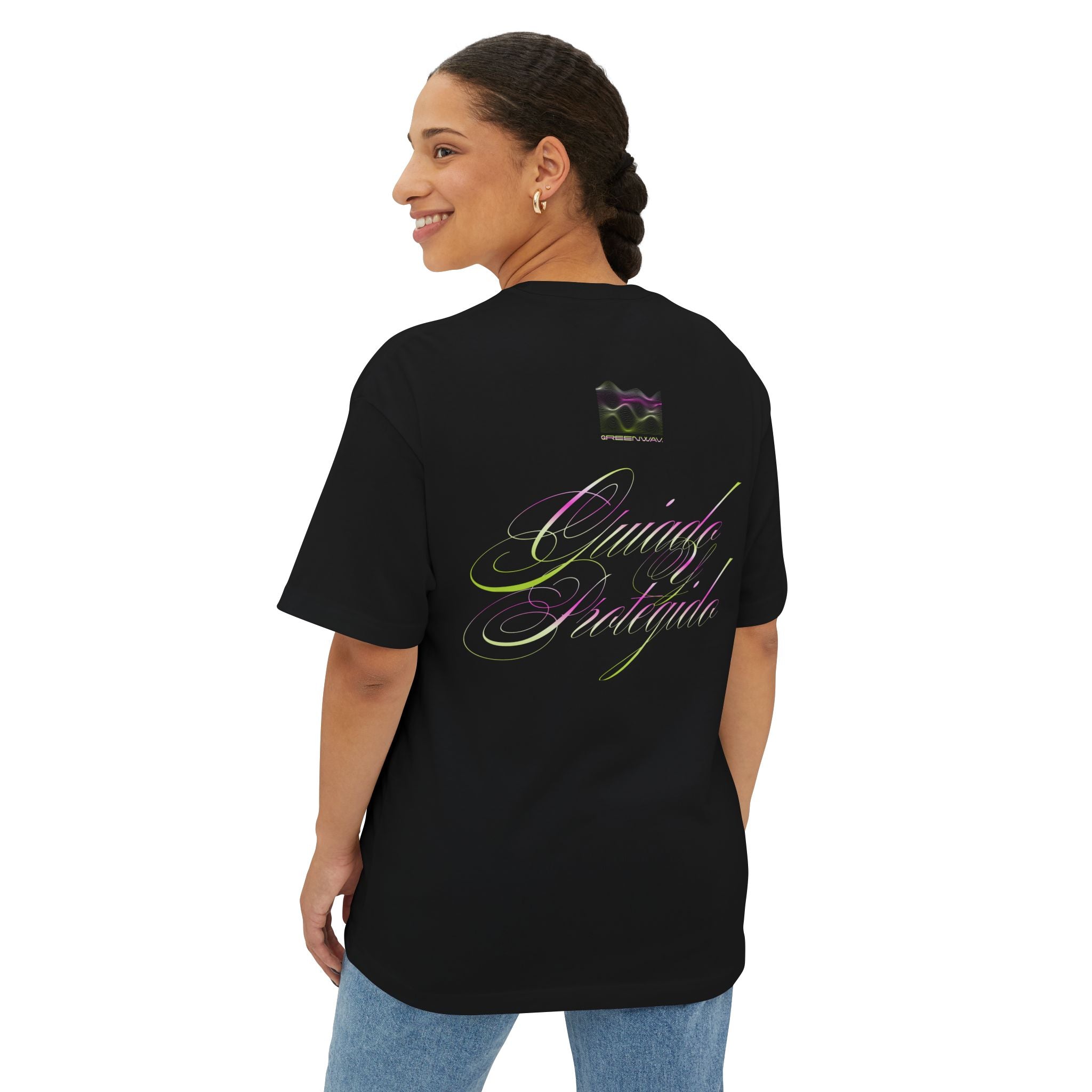 'Guiado Y Protegido' Kiwi - Unisex Oversized Boxy Tee